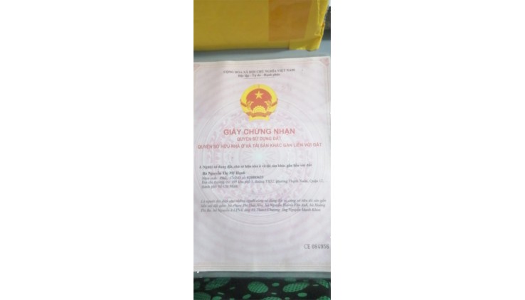 BÁN1 HOẶC 2 NỀN NHÀ MẶT PHỐ THẠNH XUÂN 62, Q.12, GIÁ 2.,1 TỶ - VỊ TRÍ VÀNG,